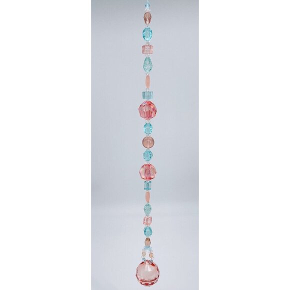 Beaded Suncatcher Blue Peach Crystal Prism Hanging Patio Decor Yard Art - Picture 3 of 8